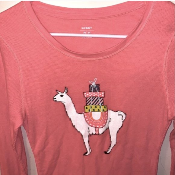 llama Thermal Henley Long Sleeve Top Size M - Picture 2 of 2